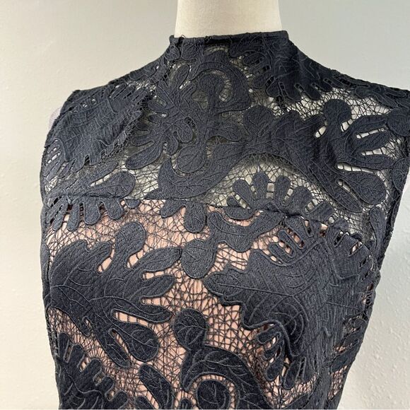 Chelsea28 Elegant charcoal color Lace midi Dress size 6 - Picture 2 of 12